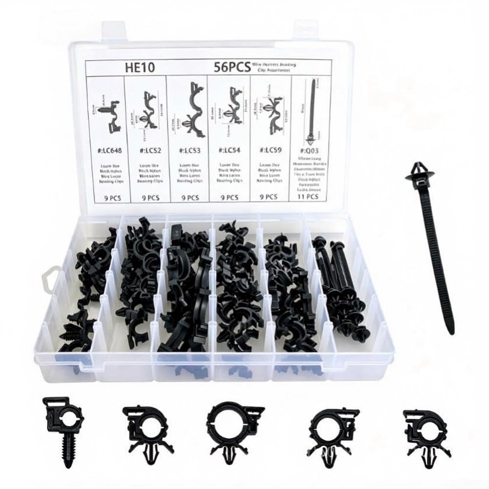 Kit 56 Clips para cable Coche para Organización Kit 56 Clips