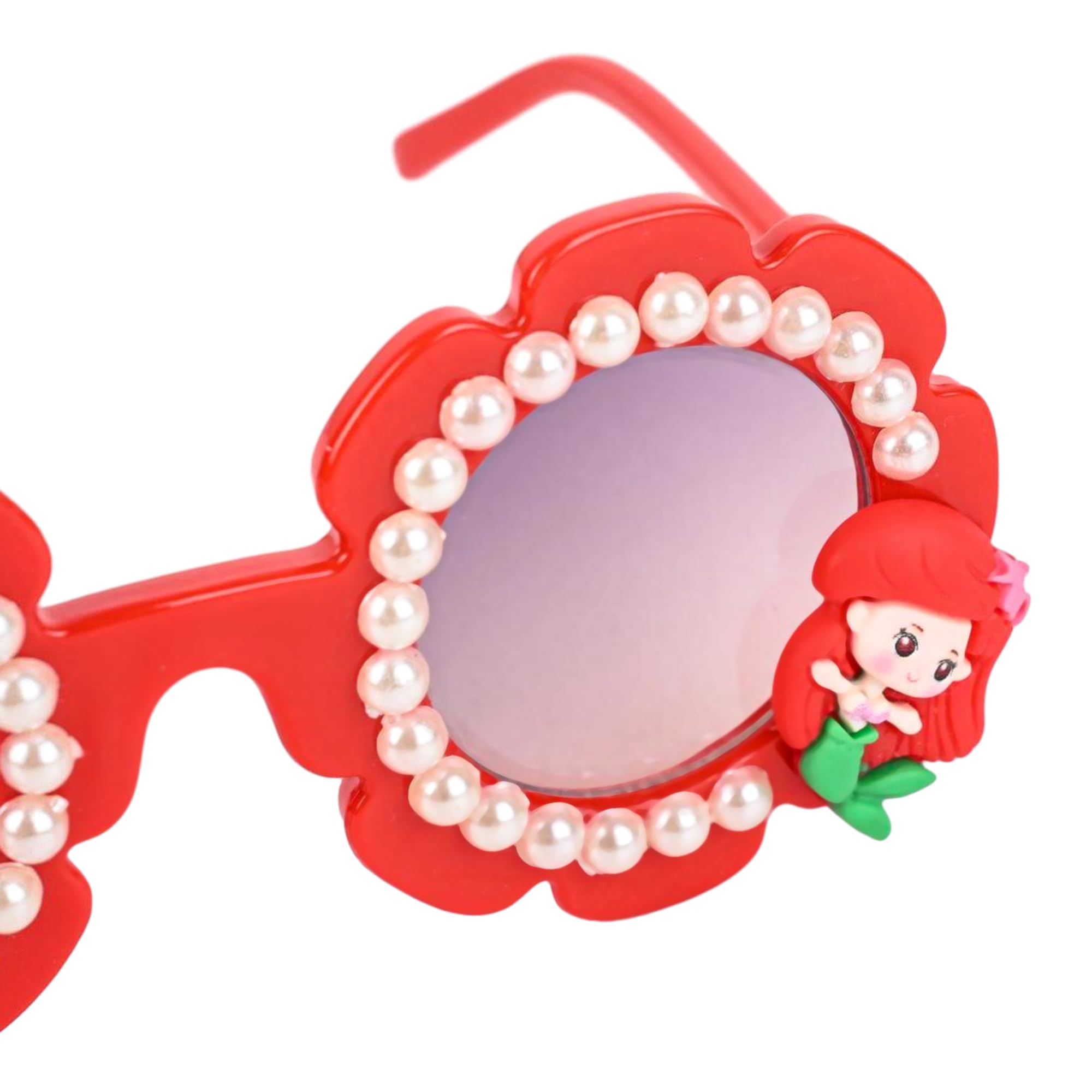 withlov.in Mermaid Sunglasses, Round Frame, Red Tinted UV400 Lenses, 2-6 Years perfect Birthday/Return Gift