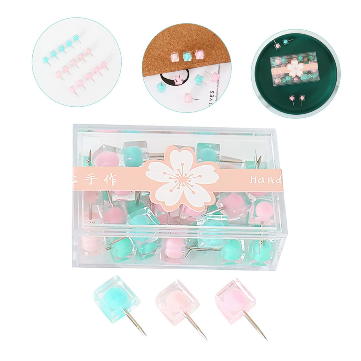 Gadpiparty Chinchetas Coloridas De Pinchos De Multifuncionales para Fotos Pared Tableros De Corcho Y Avisos con Cabeza Cuadrada Y Brillantes 40 Piezas X 5