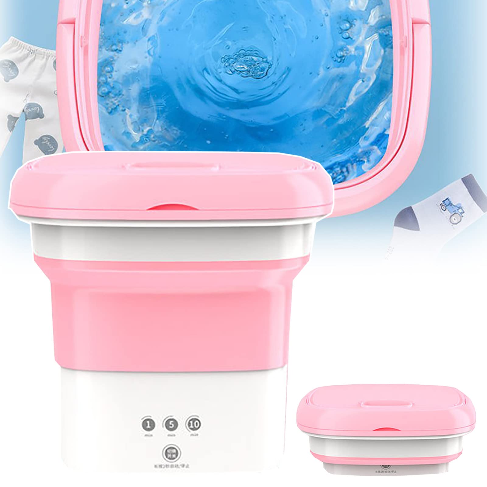 Mini machine à laver pliante à ultrasons cycle rapide avant arrière pour culottes et chaussettes
