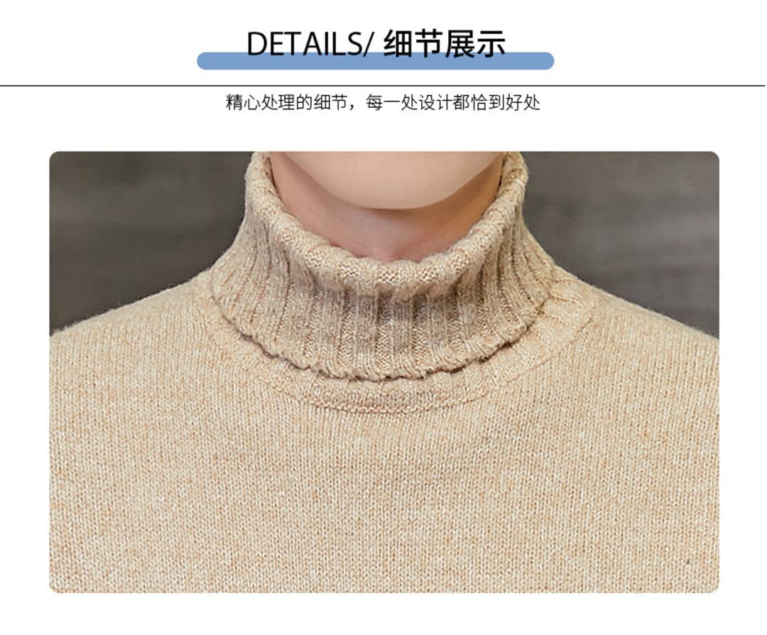 Hamthuit Suéter de cuello alto para hombre Suéter de punto para hombre Suéteres de punto para hombre, 908 caqui, M