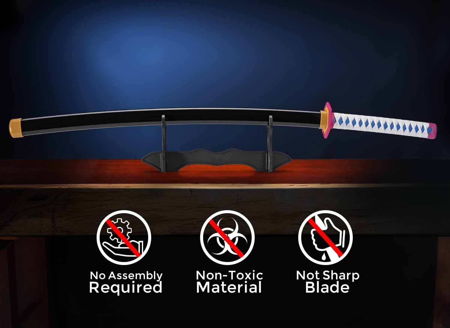 UMANI® Anime Cosplay Samurai Sword 41 Inch Decorative Collectible Sword Various Styles Available(Wooden) (1010-GIYUUU-New) 1