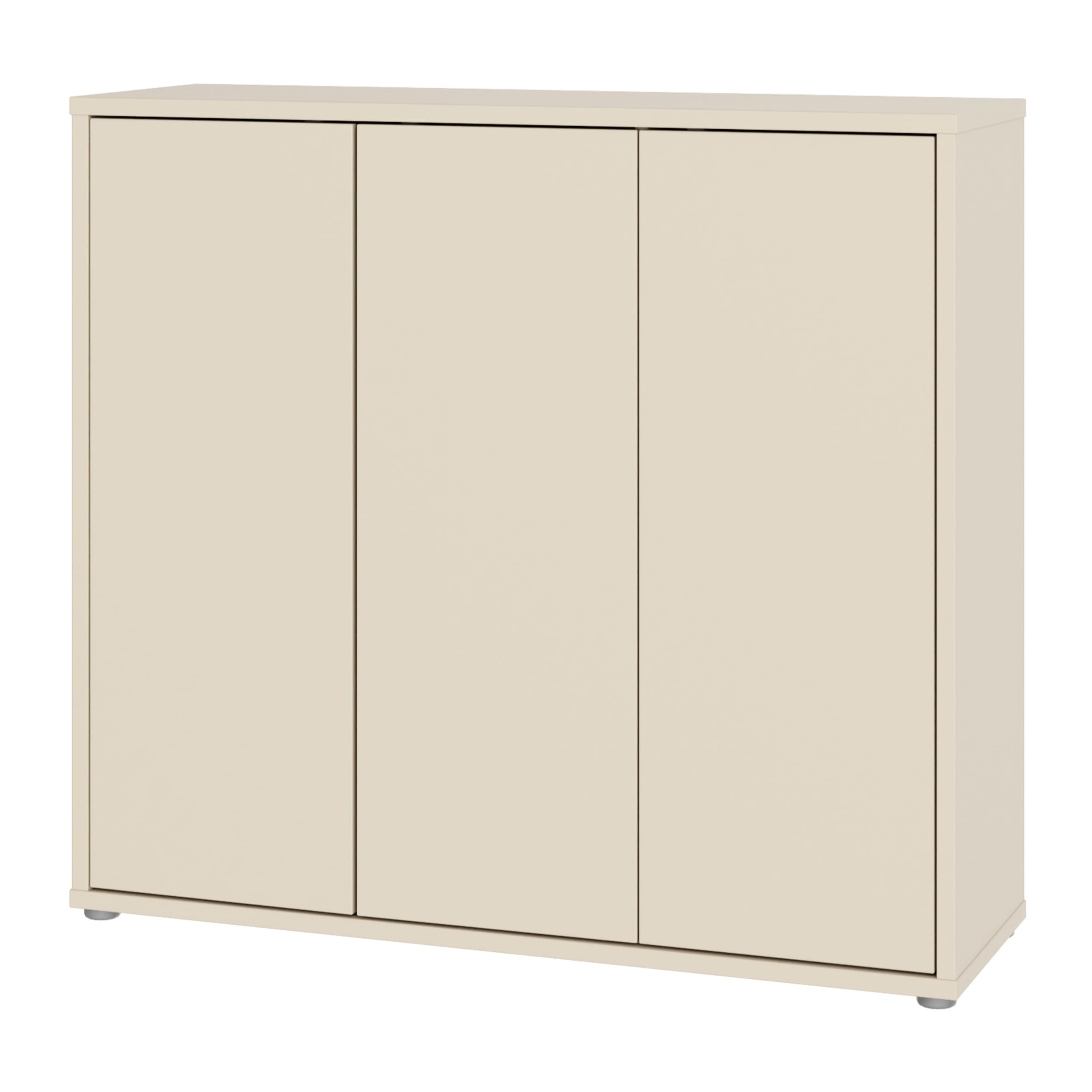 Forte Alice Springs Schuhschrank 100 110, Flurschrank 3 Türen 8 Einlegeböden, Holzwerkstoff, Kaschmir Beige, 109,2x99,1x34,9 cm