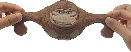 Miniatura 5 de Divertido juguete de mono marrón, figura para niños y adultos, juguete elástico de gorila, juguete para descomprimir y apretar el estrés, juguete