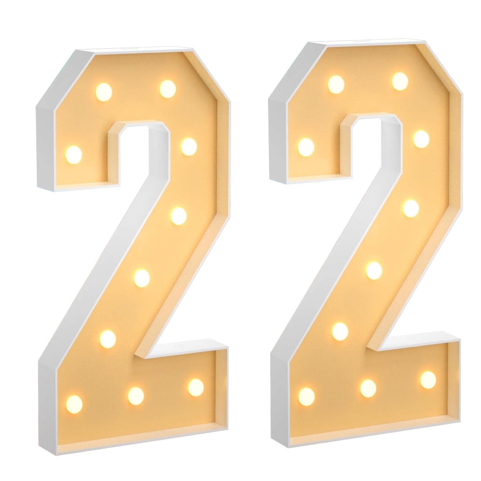 100CM/3.3FT Marquee Light Up Number 22, Large LED Numbers Lights Marquee Decoration Mosaic Warm White Light Up Sign for Home Party Birthday Wedding Birthday Xmas