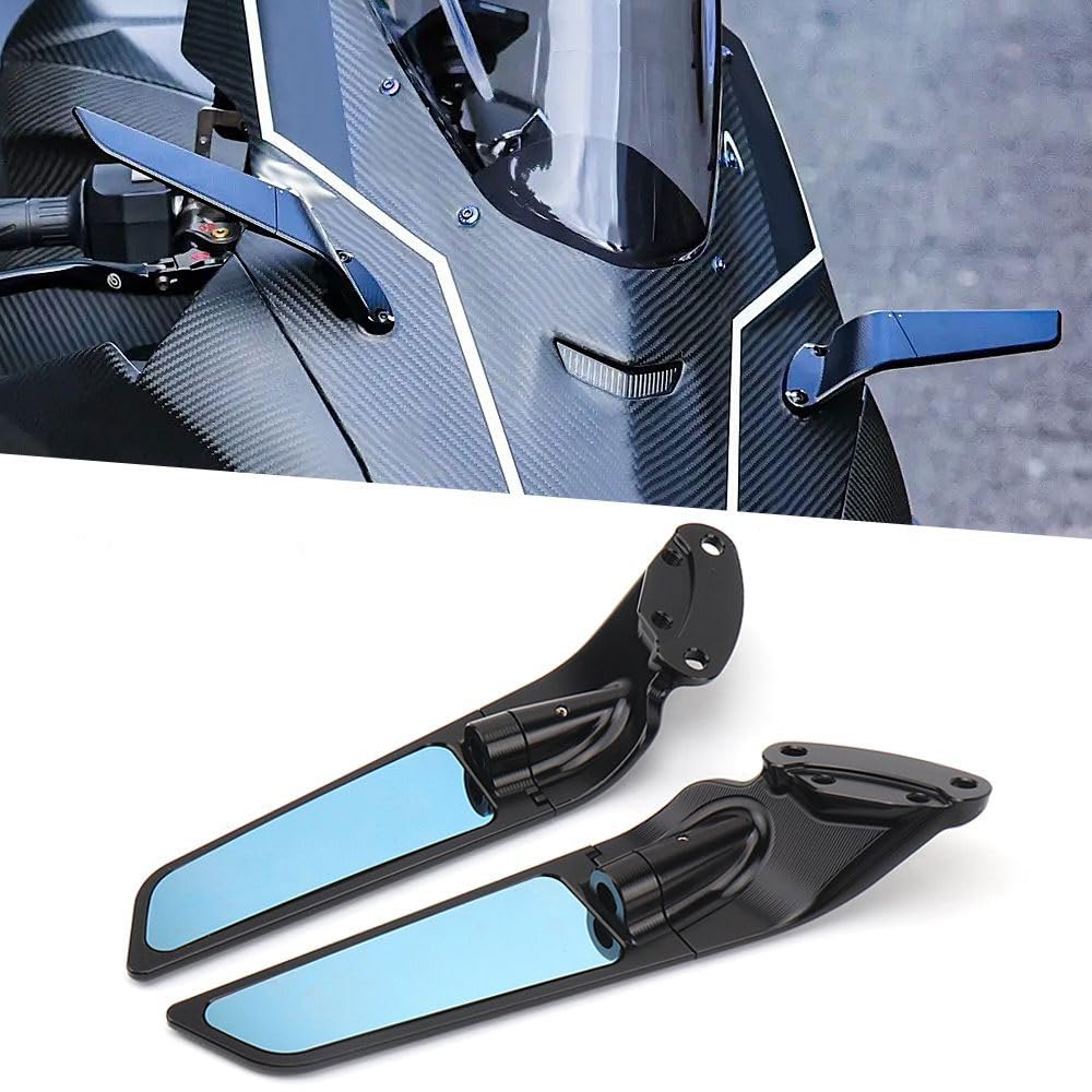 Compatible with KAWASAKI Ninja ZX10R| ZX-10R SE | ZX10RR Motorcycle Accessories Aluminum Rearview Mirrors Adjustable Rotating Side Mirrors Wind Wing Mirrors