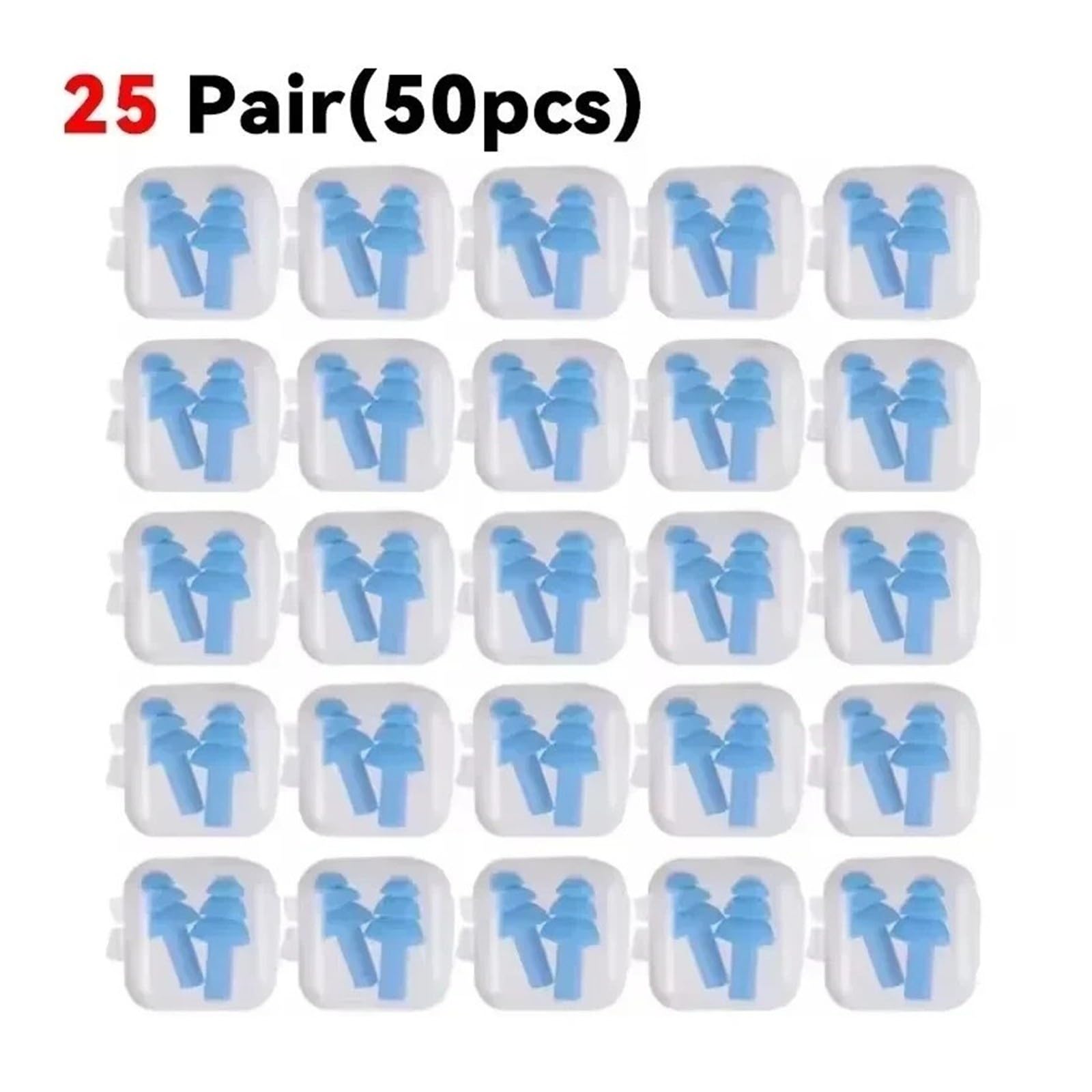 Tapones reutilizables impermeables de silicona suave a prueba de ruido (25 pares (50 unidades)
