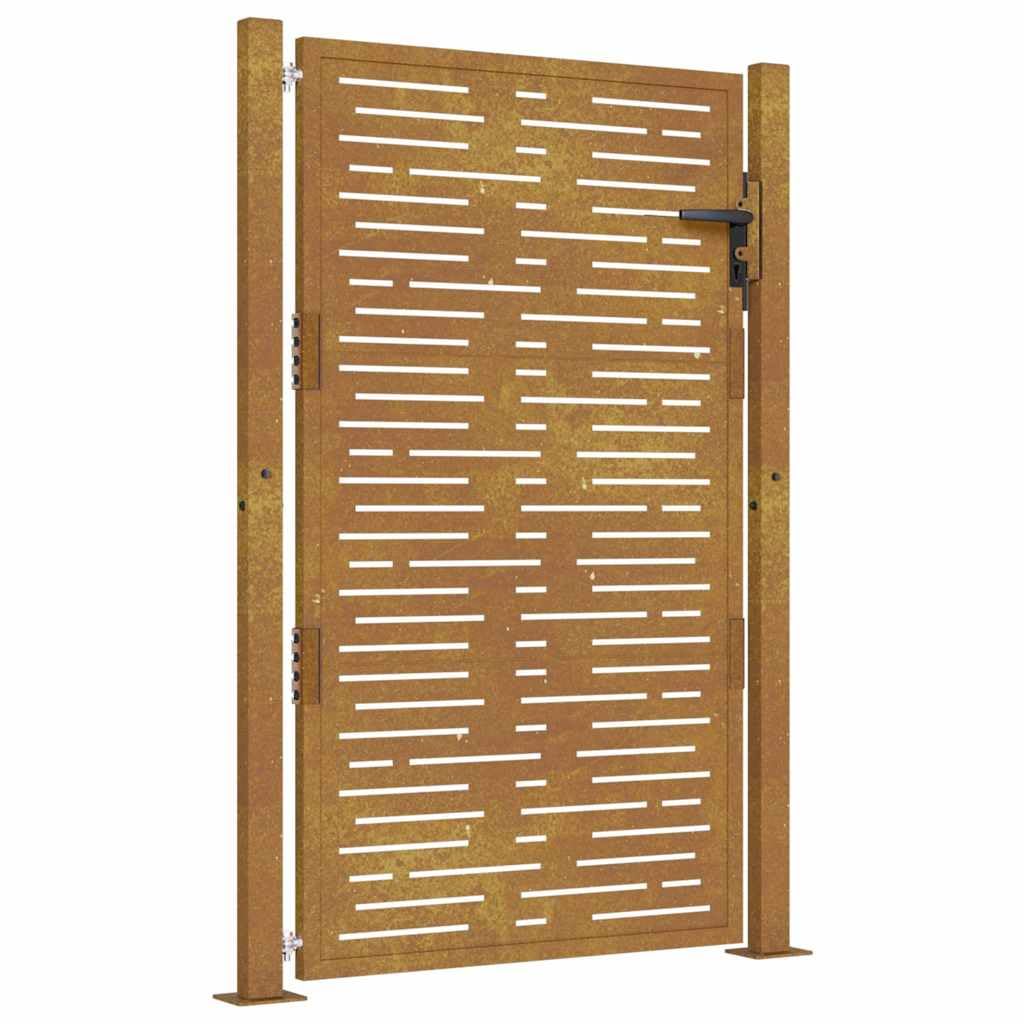 Portal de jardín de acero corten 100 x 125 cm, diseño cuadrado con postes