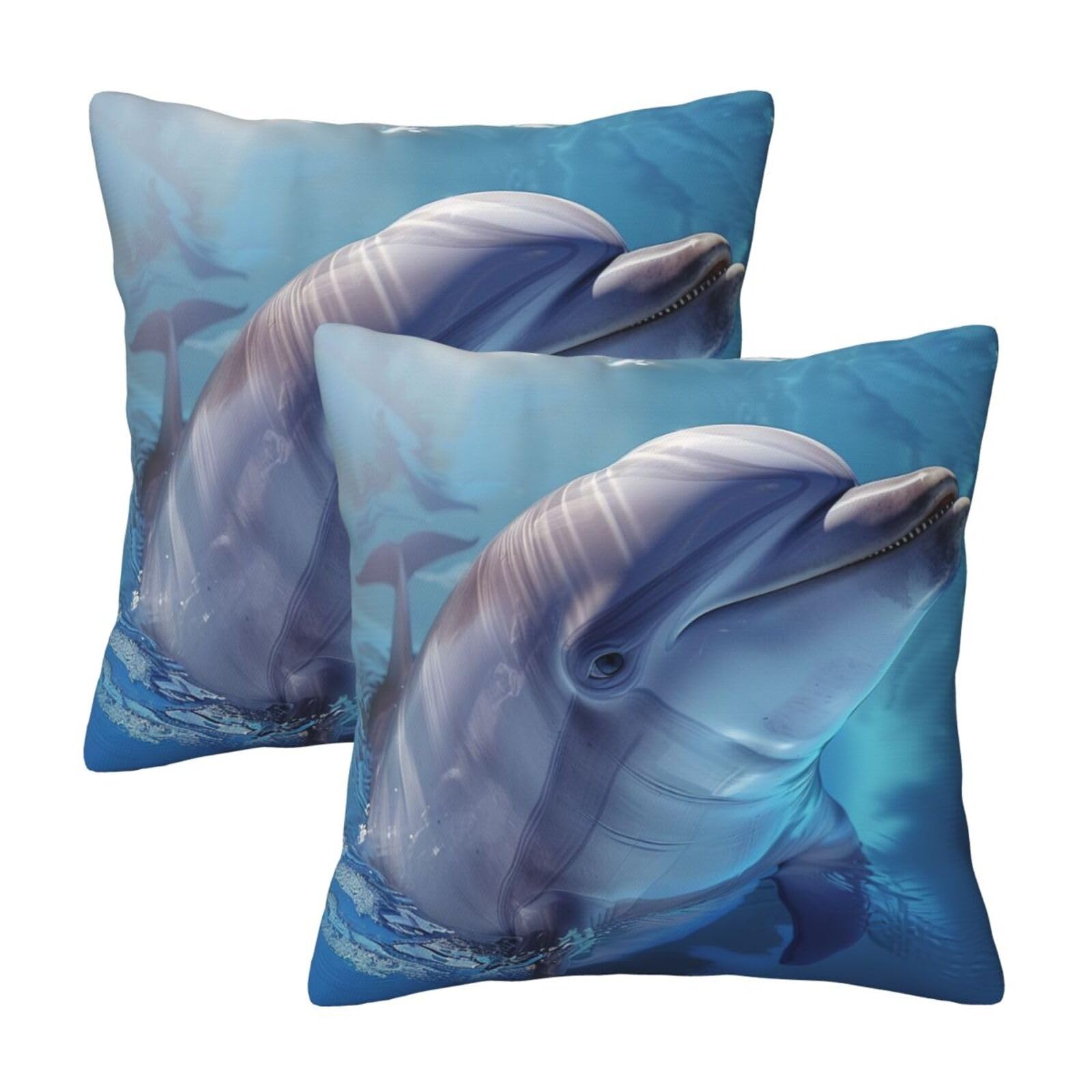 kkvhhyuo winter the dolphin Print Pillow Covers Set of 2, Square Decorative Cushion Covers with Hidden Zipper, Throw Pillow Cases for Living Room Sofa Bed Chair, 45x45 cm