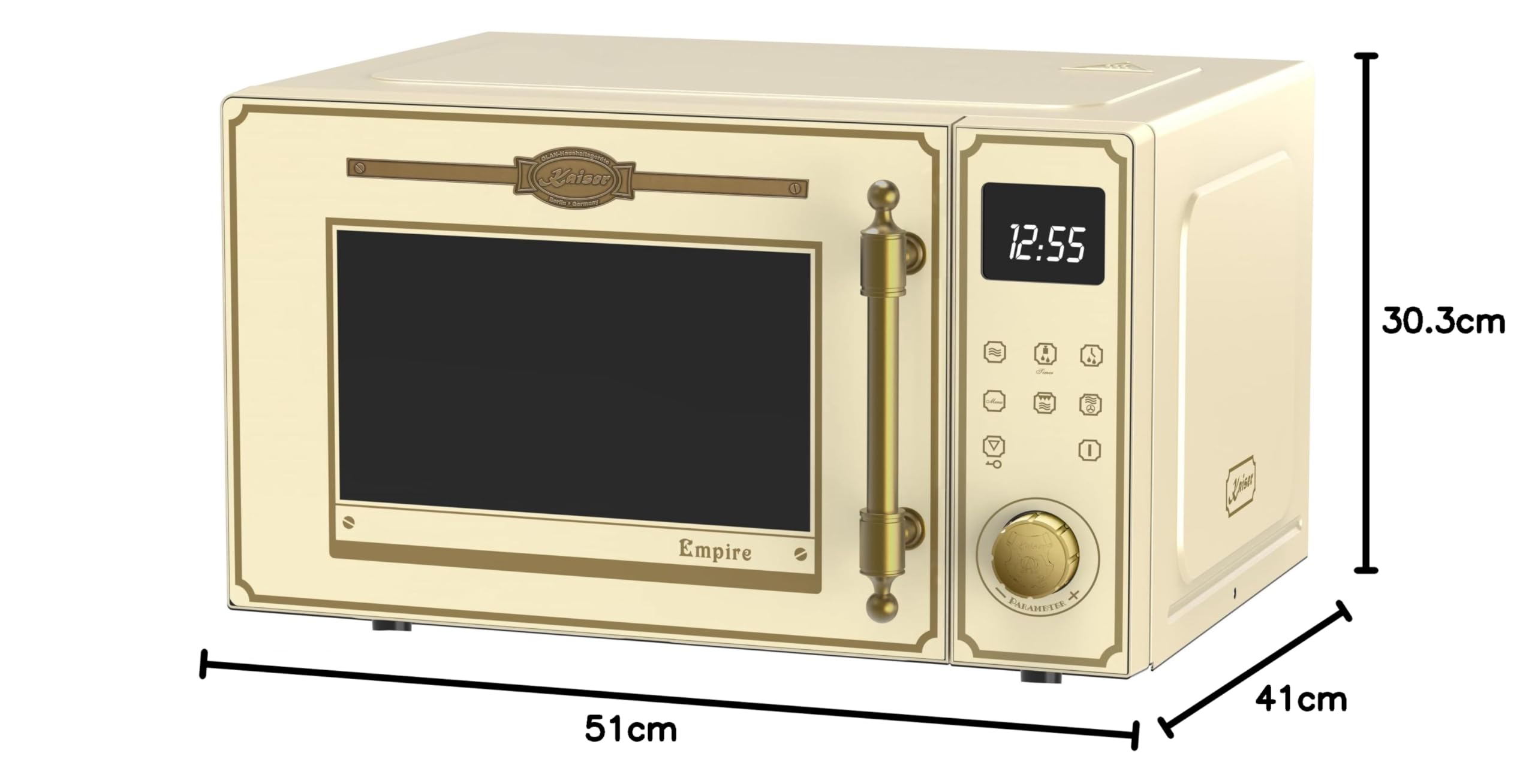 Kaiser Empire M 2530 ElfEm Four à micro-ondes rétro 25 l avec grill à air chaud 25 fonctions