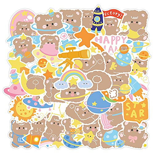 40PCS Kawaii Astronaut Little Bear Decal Stickers for Girl Cartoon Cute Stars Bears Sticker DIY Laptop Phone Children's Decals Cover
