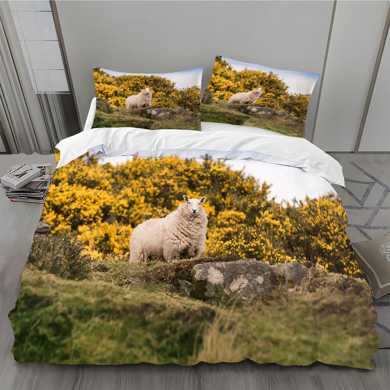 ゴージャスクリーム色 花柄 クイーンカバー・シーツセット