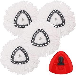 4 Pack Spin Mop Replacement Head Ocedar Mop Head Refill, Easy Cleaning Mop Heads Replacement for 1 Tank System EasyWring Spin Mop, Microfiber Spin Mop Head Refills Includes 1 Rotating Mop Base