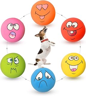 HOLYSTEED Latex Dog Squeaky Toys Rubber Soft Dog Toys Chewing Squeaky Toy Fetch Play Balls Toy for Puppy Small Medium Pets Dog 6pcs