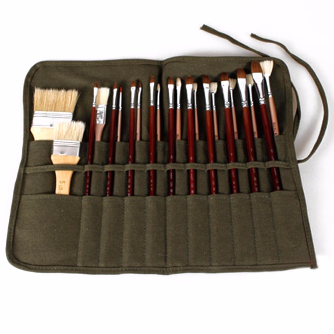Homeily Paint Brush Roll, 22 Slot Canvas Brush Holder Case for Artists
