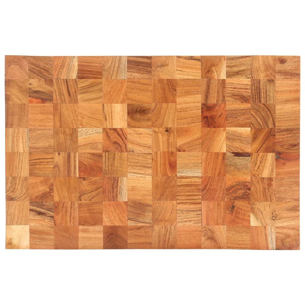 Tabla de cortar de madera maciza de acacia, 60 x 40 x 3,8 cm, con ranura para zumo, diseño de bloque, para cortar verduras, carne, pescado, cuchillo suave