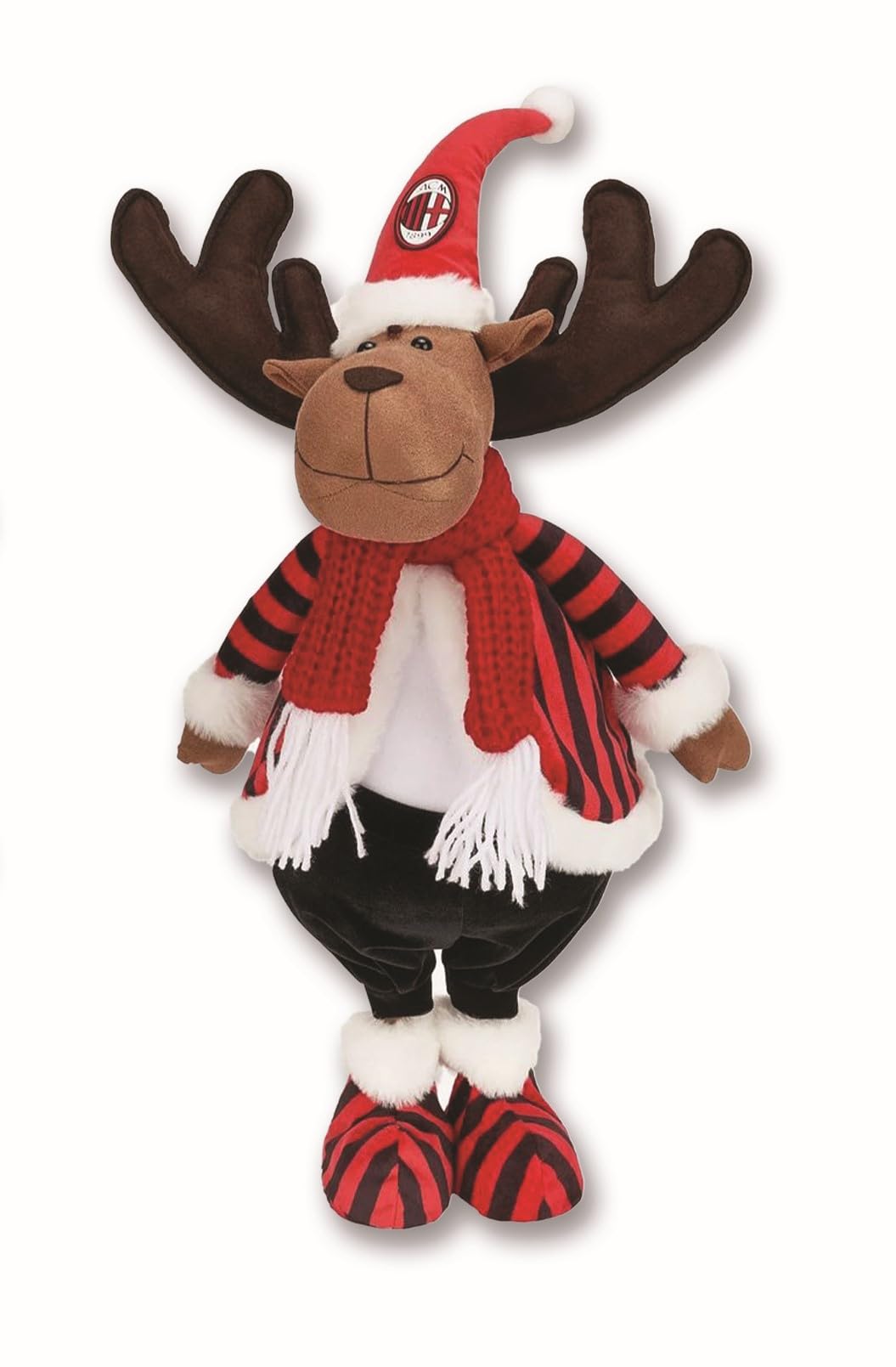 Renne de Noël Milan rouge noir hauteur 34cm décoration maison bois tissu
