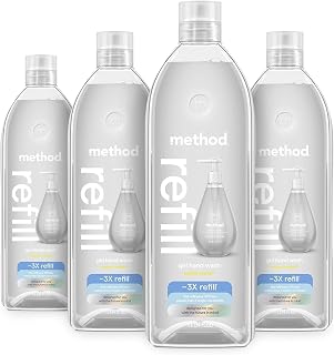 Method Gel Hand Wash Refill, Sweet Water, 34 fl oz, 4 pack | Refills Up to 3X, Hydrates & Softens Skin, Designed for Gentle Everyday Cleansing