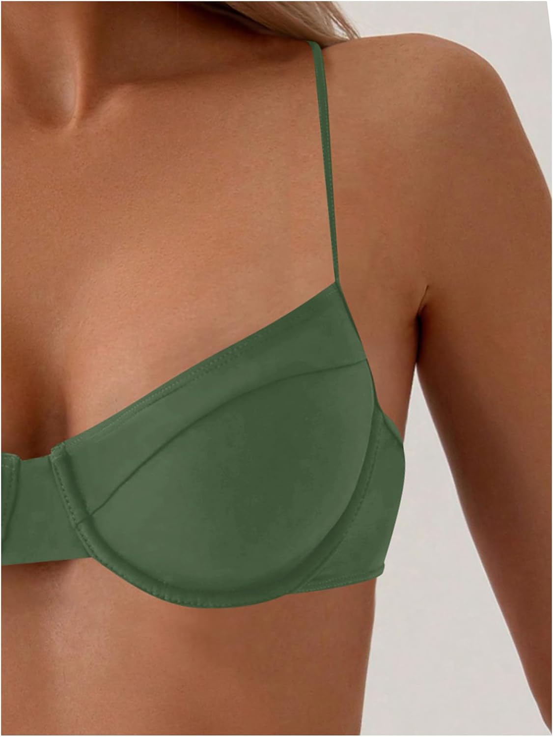 SweatyRocks Women's 2 Piece Bikini Set Spaghetti Strap High Cut Push Up Underwire Swimsuit - Image 4