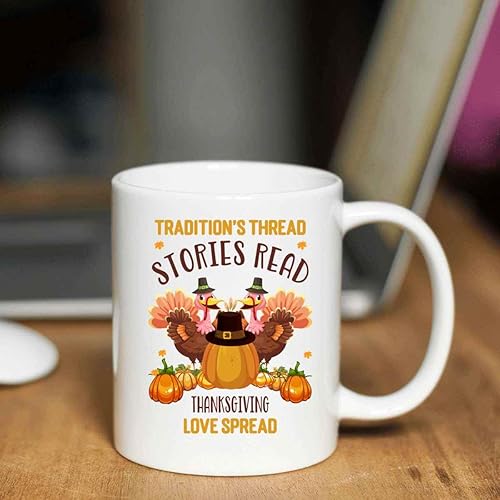 Miniatura 6 de - Family Storytelling Gift for Mom, for Thanksgiving Reflection - Tradition's Thread, Stories Read, Love Spread on 11 Oz White Ceramic Coffee Mug