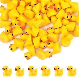 120pcs Mini Resin Ducks Decoration, Tiny Miniature Ducks Mini Resin Duck Figures Tiny Duck Accessories for Craft Home Prank Game Dollhouse School Project Landscape Aquarium (Yellow)