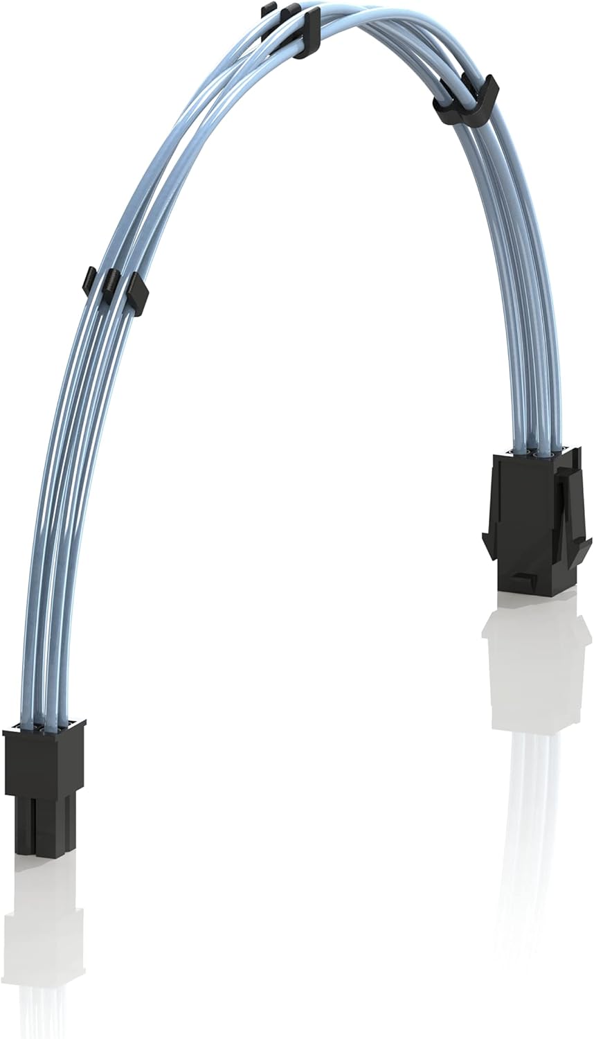 LINKUP - 30cm 4 Pin CPU PSU Cable Extension 18AWG Oxygen Free Copper (OFC) Teflon Jacket Custom Mod PC w/CombsSingle Pack300mm - Blue CPU - 4-pin - 30cm .Teflon Blue 4P CPU