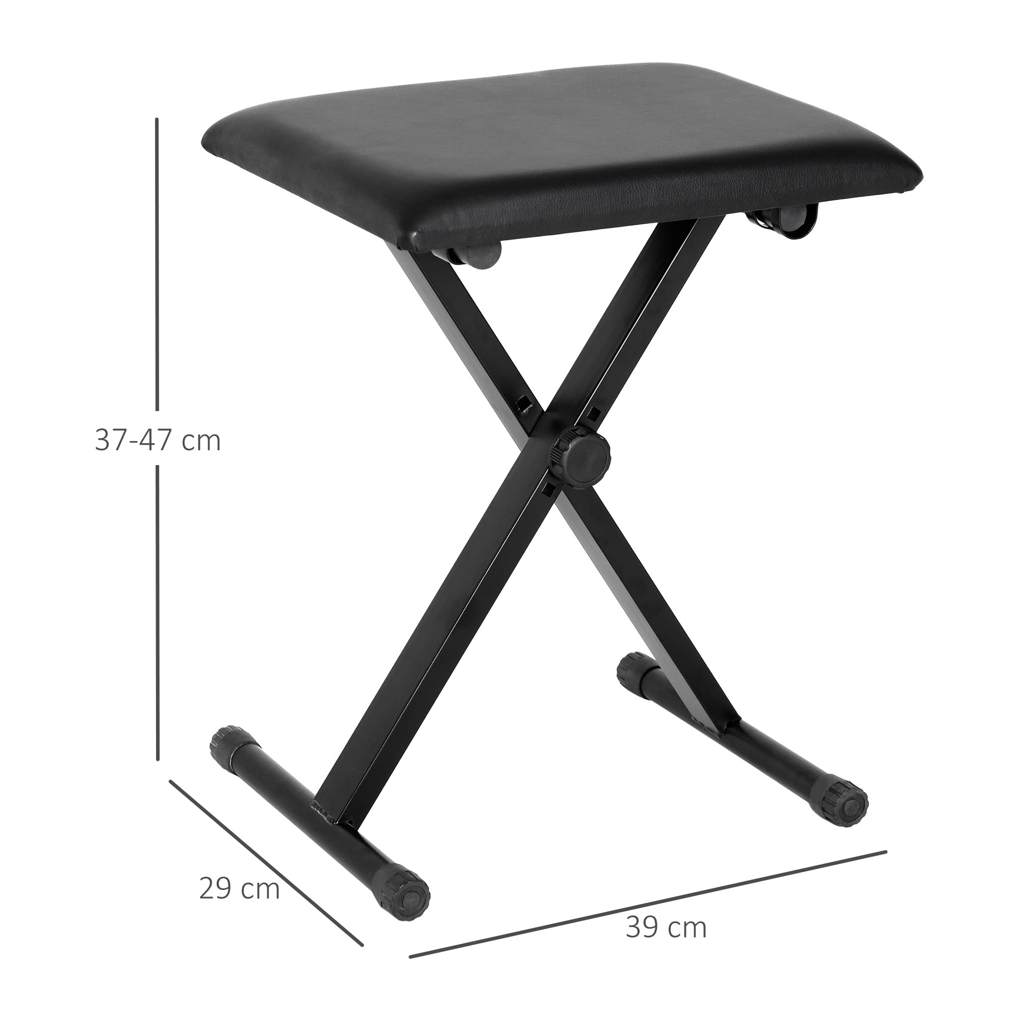 Sgabello Per Pianoforte HOMCOM Regolabile 37-47 Cm – Pieghevole Con Sedile Imbottito E Piedini Antiscivolo | Portatile E Stabile