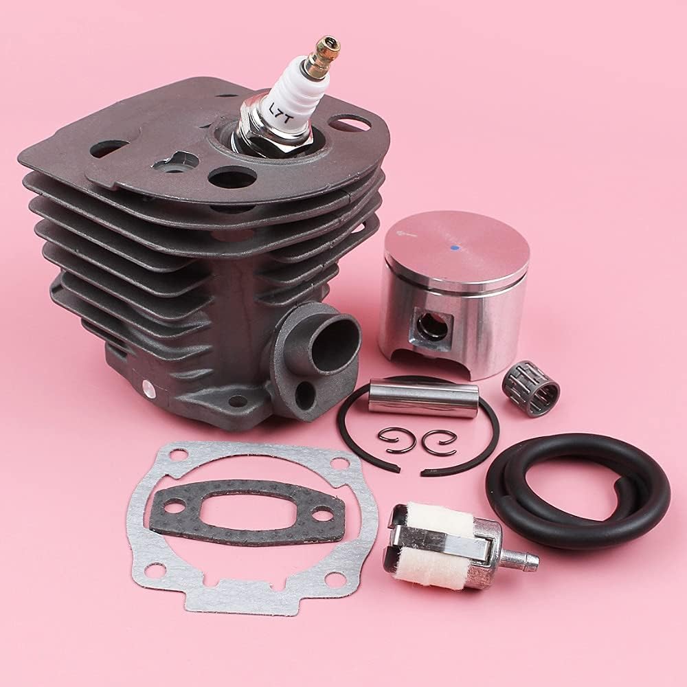[Accesorios de herramientas] Kit de junta de bujía de línea de filtro de combustible de pistón de cilindro Compatible con pieza de herramienta de jardín de motosierra Husqvarna 55 51 46mm