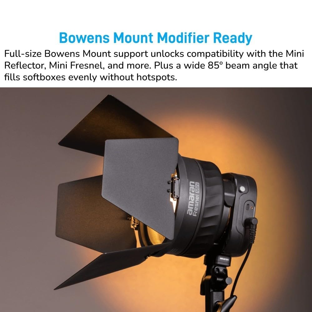 amaran Halo 100x Projecteur LED Vidéo COB Bicolore Compact 100W | 2700K-6500K, Monture Bowens, USB-C PD, Appli Amaran, NFC, IRC 96+, Photo, Stream