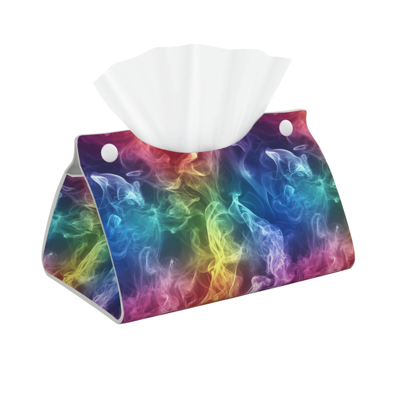 RainbowTissue Box Cover Rectangle Pu Leather Tissue Box Holder for Car Bathroom Bedroom Desk Tabletop Decor