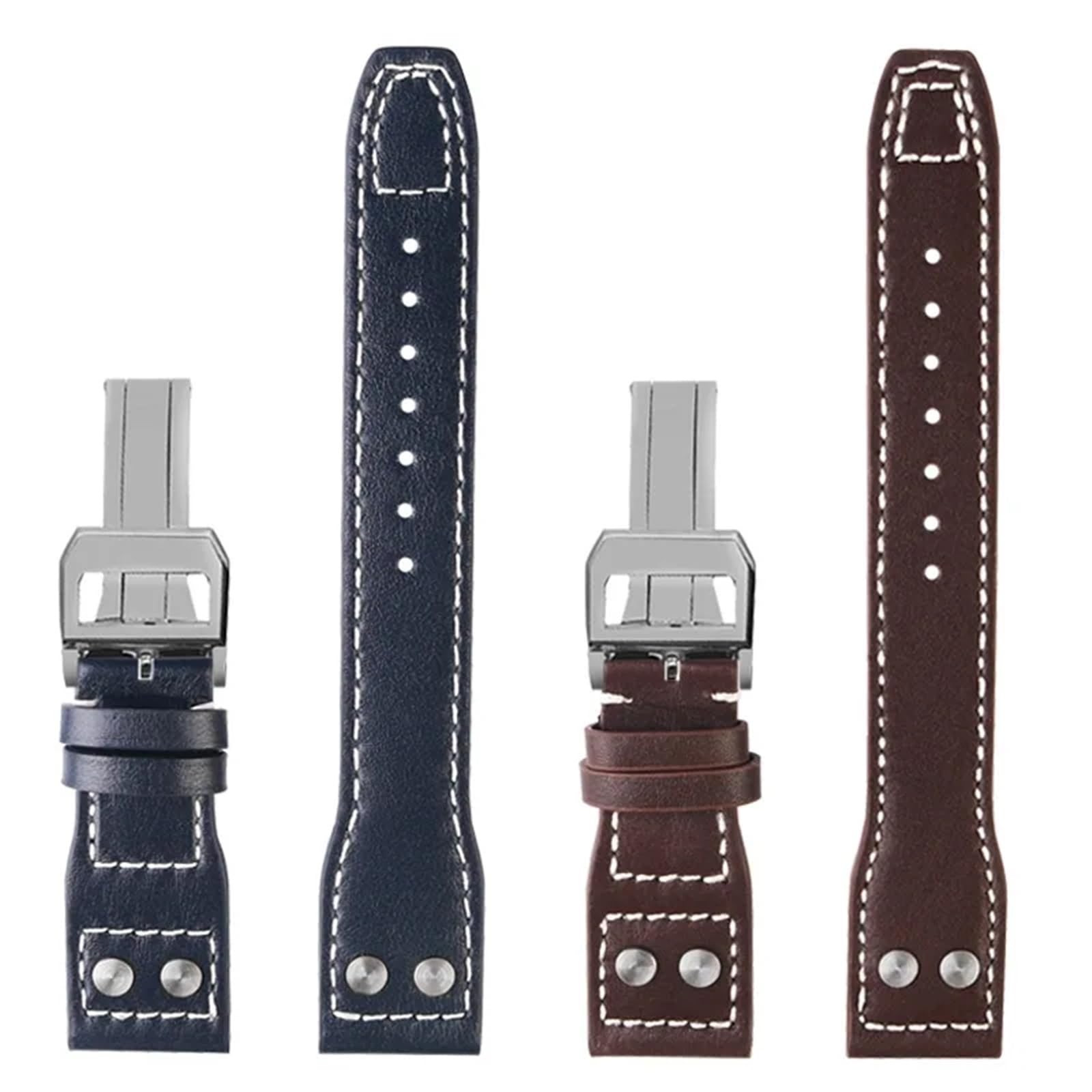Pasek do zegarka z prawdziwej skóry, 20, 21, 22 mm, pasuje do IWC Big Pilot Spitfire, brązowy, czarny, niebieski, skóra bydlęca