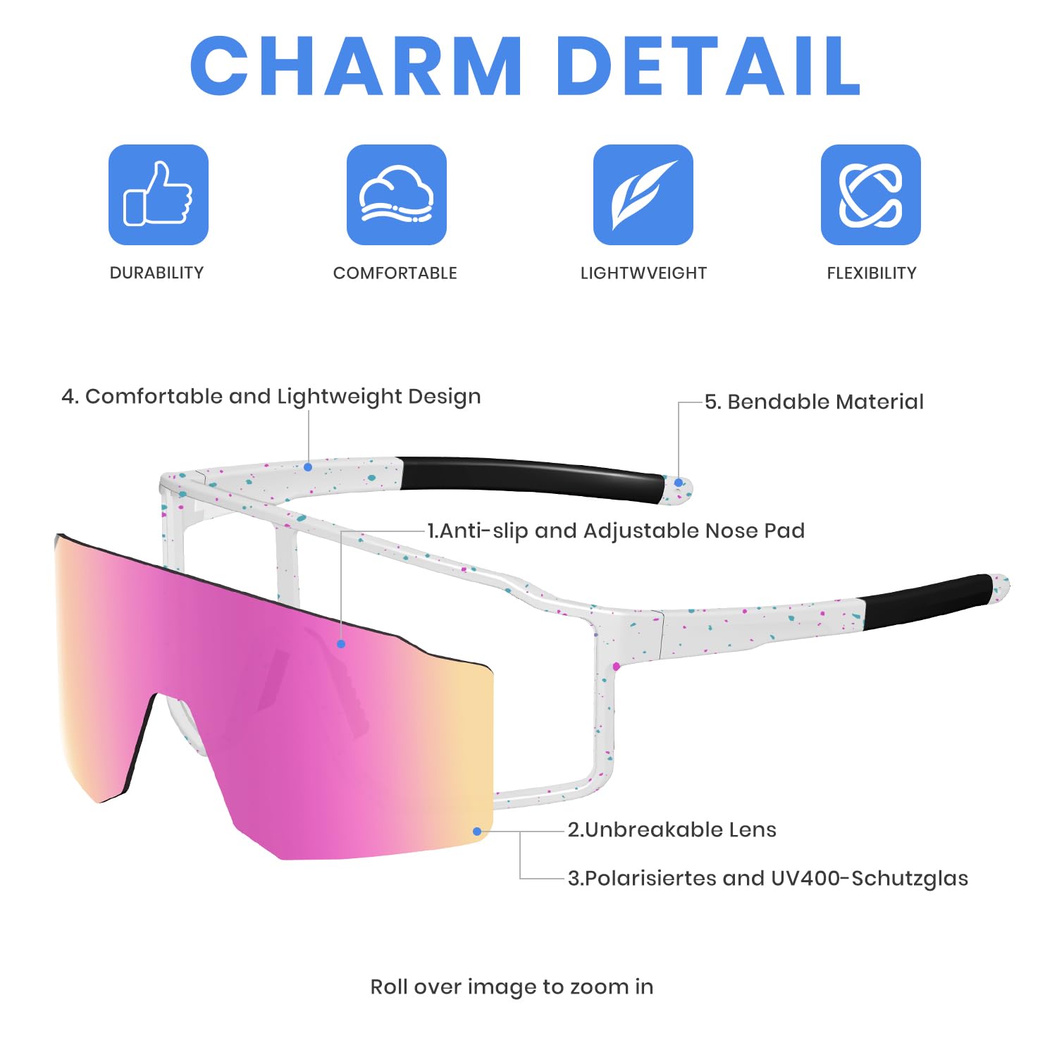 FMY Gafas de sol de sóftbol para jóvenes, lentes de sol polarizadas UV400, protección TR90, ligeras para niños y niñas de 6 a 16 años
