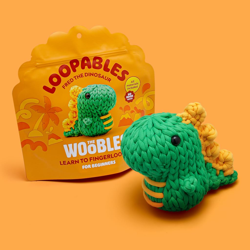 The Woobles Crochet Kit for Beginners with Easy Peasy Loopable Yarn, As Seen on Shark Tank - Easy Arts and Crafts Knitting & Crochet Animals Kit with Step-by-Step Video Tutorials (Fred The Dino) - 3