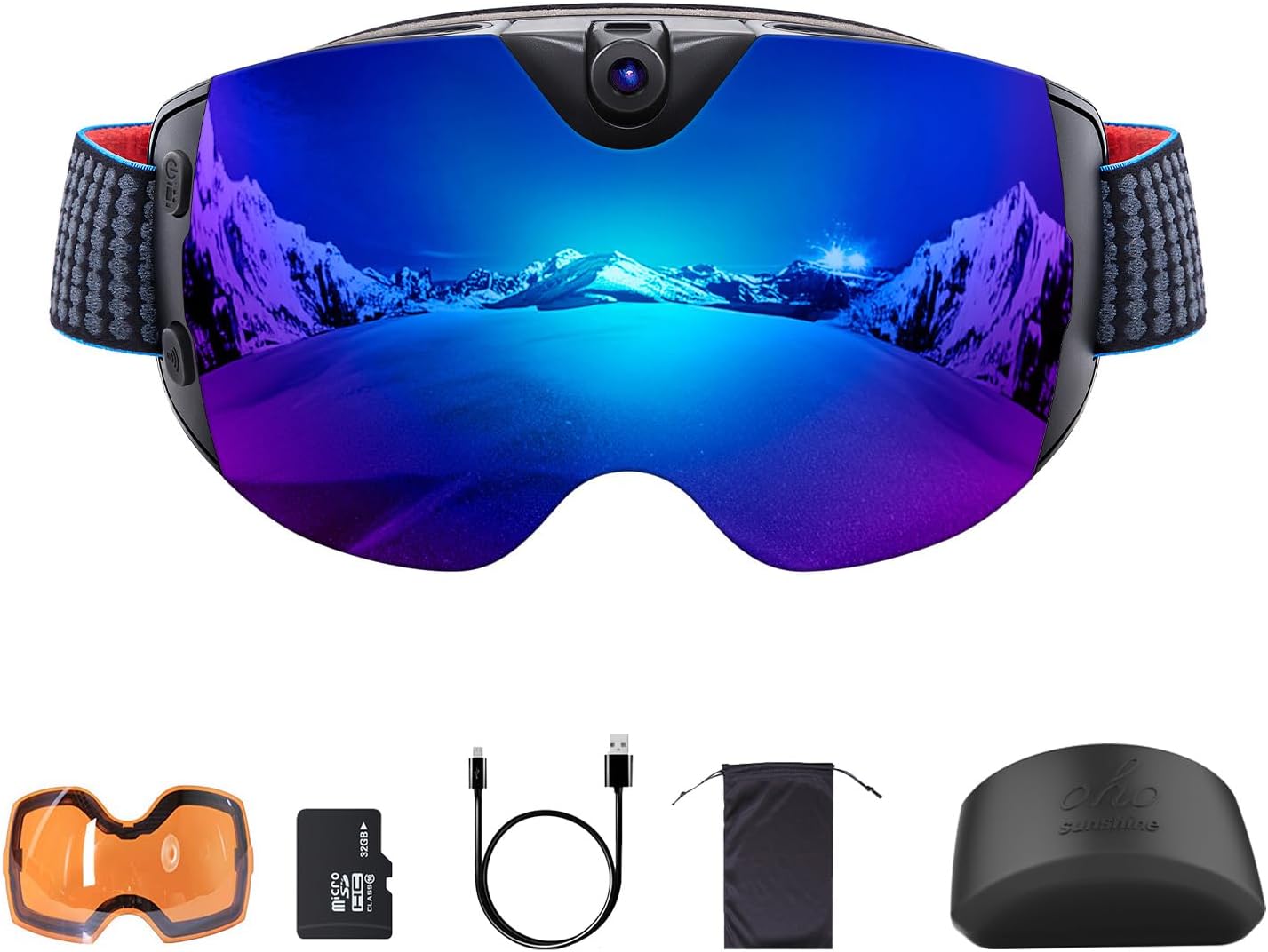 OhO Camera Ski Goggles, 4K Camera Snowboard Goggles with WiFi Feature and Adjusted View of Camera Recroding with Extra an Orange Lens