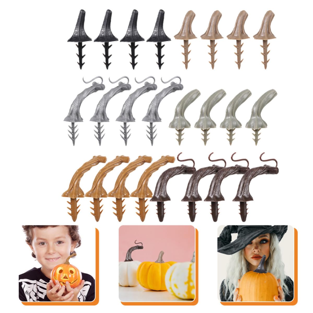 OSALADI 120 Pezzi Manico di Zucca Decorativo in Plastica Realistico e Vivido per Addobbi di Halloween e Festa del Ringraziamento, per Decorazioni Autunnali e Fai-da-te