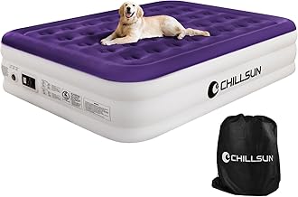 CHILLSUN 203x152x41cm Double/King Inflatable Mattress, Air Bed with Built-in Electric Pump,Double Blow Up Mattress in 3 Mins Self-Inflation/Deflation,Guest Airbed for Home Portable Camping(King)