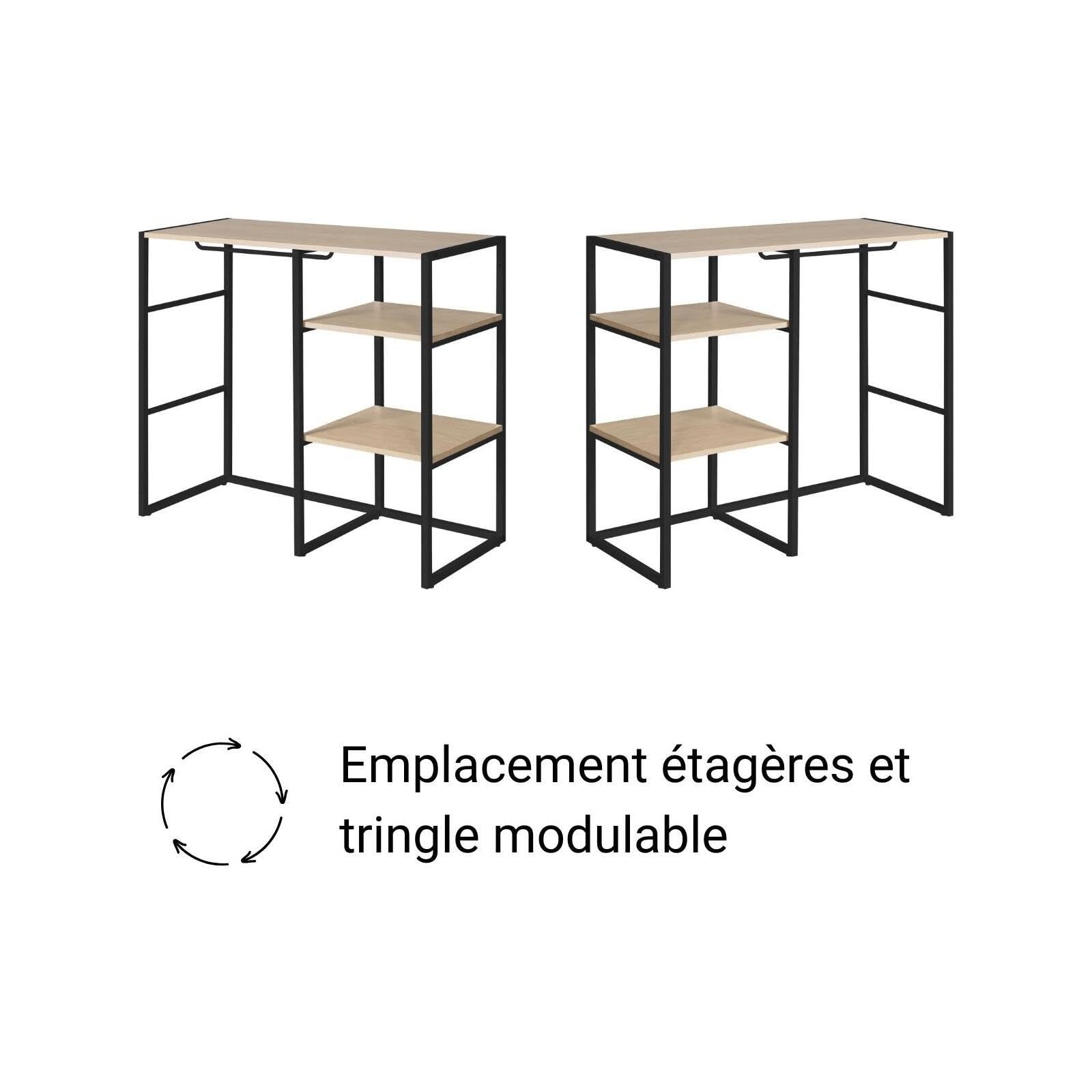 MOB-IN Portant vêtements sous combles KADRA penderie et étagères 100x85cm