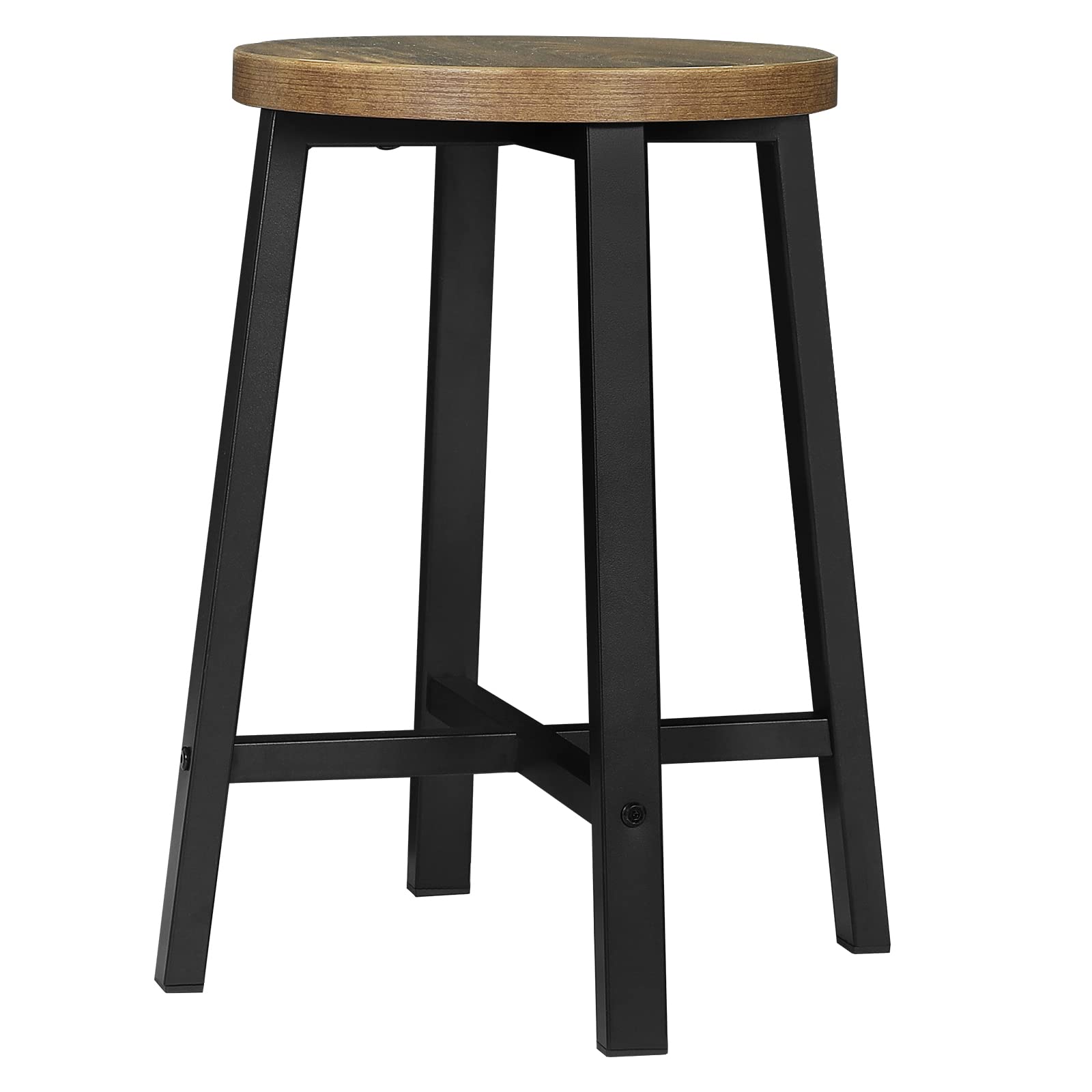 WOLTU Esszimmerstühle 2er Set, Küchenstuhl, Esszimmerhocker, Küchenhocker, Hocker mit Metallbeinen, im Industrial Design, Vintage-Holzmaserung Schwarz
