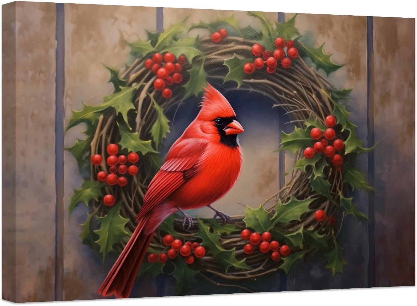 ZXHYWYM Vintage Cardinal Wall Art Pictures Of Red Birds Cardinal On Branch Painting Rustic Elegant Bird Canvas Winter Animal Artwork Print Framed (C, (12.00" x 18.00"))