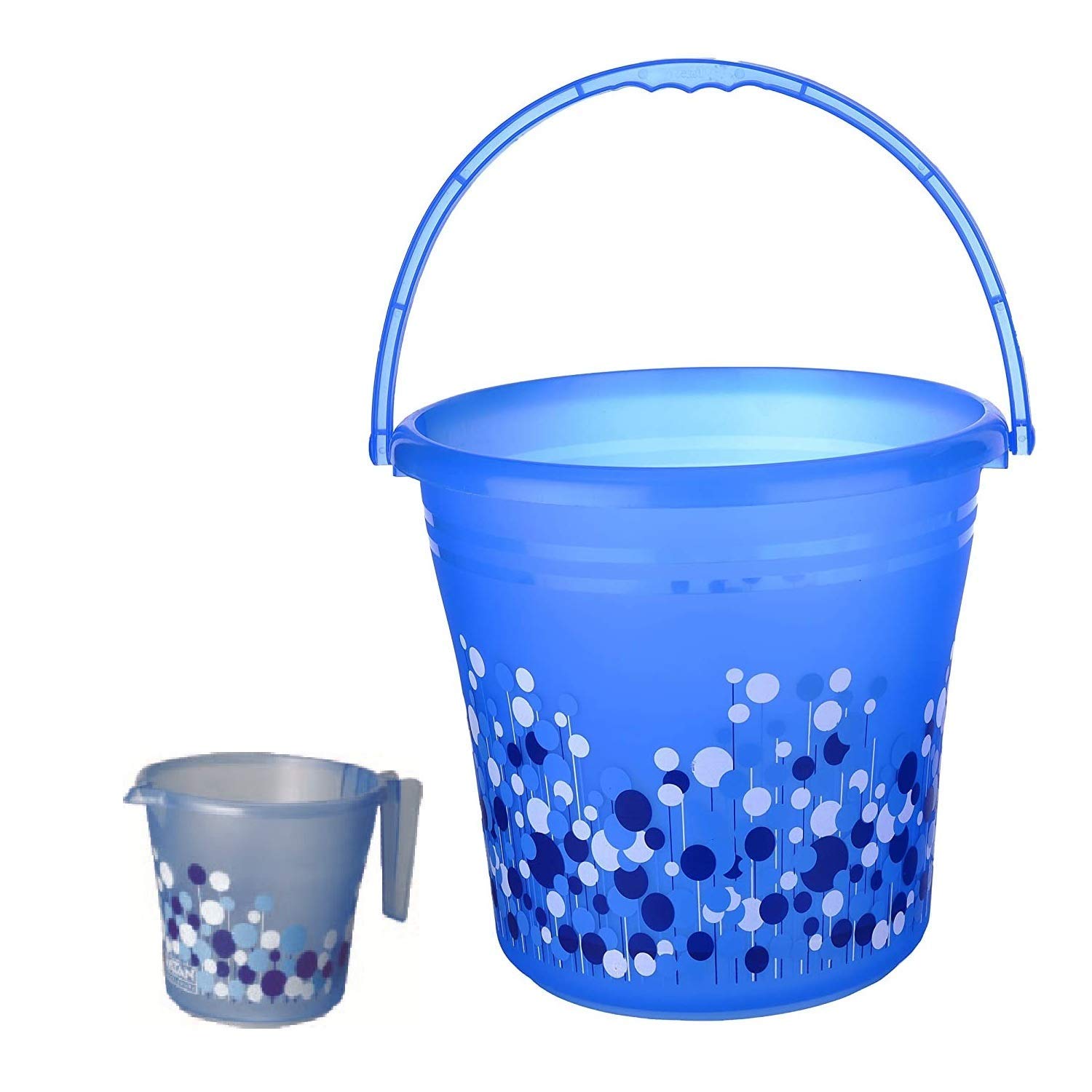 AIR O MATIC Plastic Deluxe Bathroom Bucket with Mug (20 L) (Set of 2) BLUE