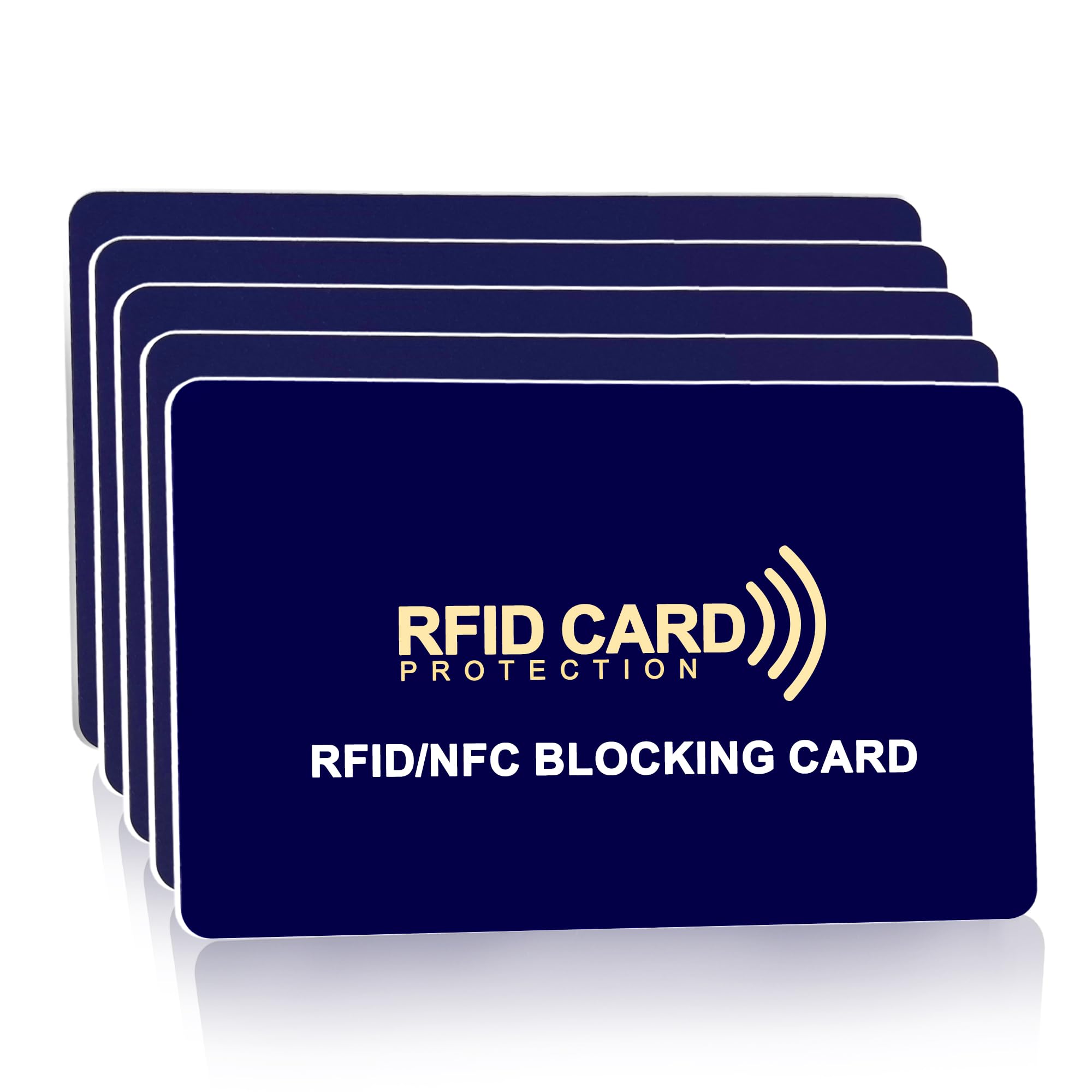 Fepukew 5-Pack RFID Blocking Cards | Contactless NFC/RFID Credit Card & Passport Protector | Anti-Skimming Shield for Wallets | 1 Card Shields Entire