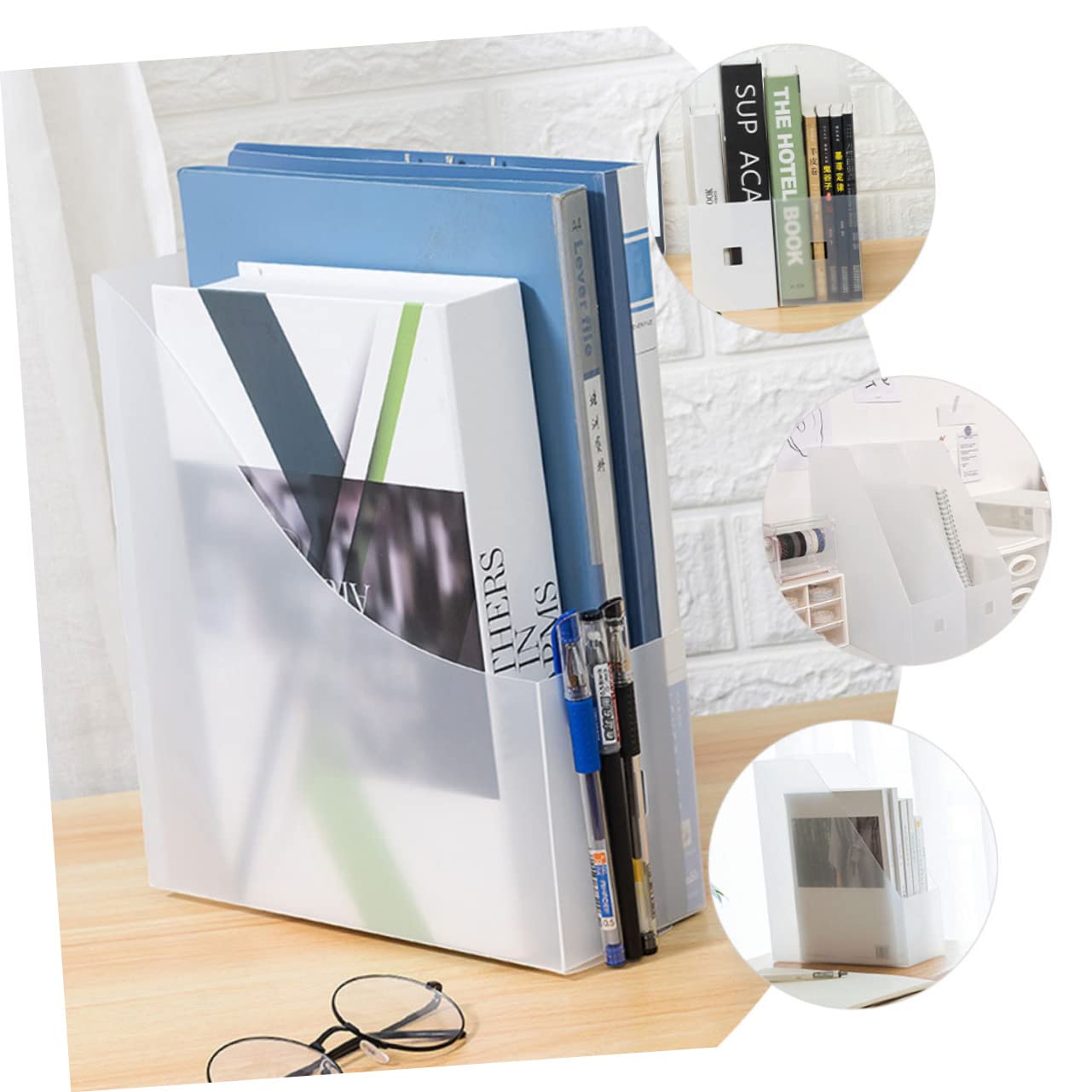 DOITOOL 3pcs Desk Book Organizer Plastic Document Rack School Storage Rack Office Home Organize Papers