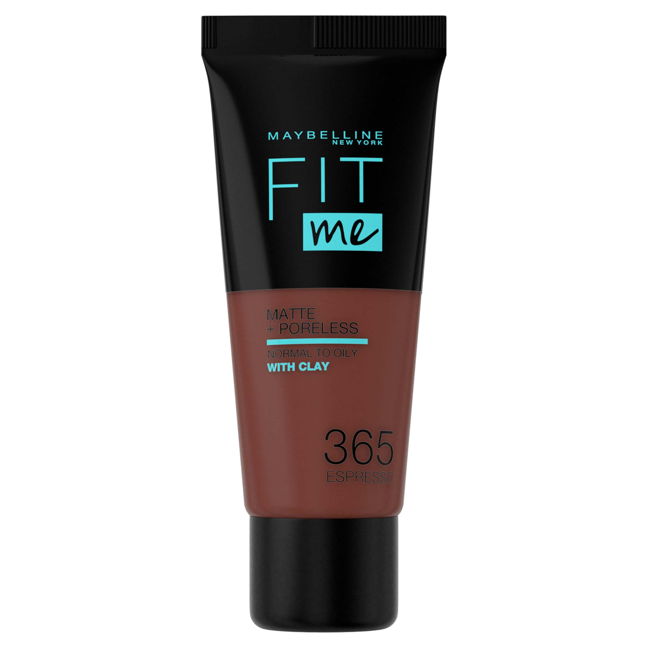 Maybelline Fit me! Matte&Poreless Make-up Nr. 365 Espresso, flüssiges Make-up, passt sich dem Hautton an, feuchtigkeitsspendend, mattierend, leichte bis mittlere Deckkraft, 30 ml