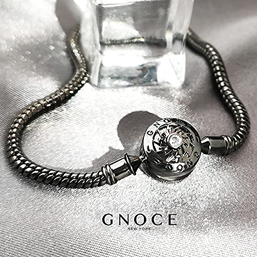 Image of GNOCE Charm Bracelet S925 Sterling Silver Black /Rose Gold /Gold Plated DIY Snake Chain The Moment I Meet You Basic Charm Bracelet Bangle with Clasp