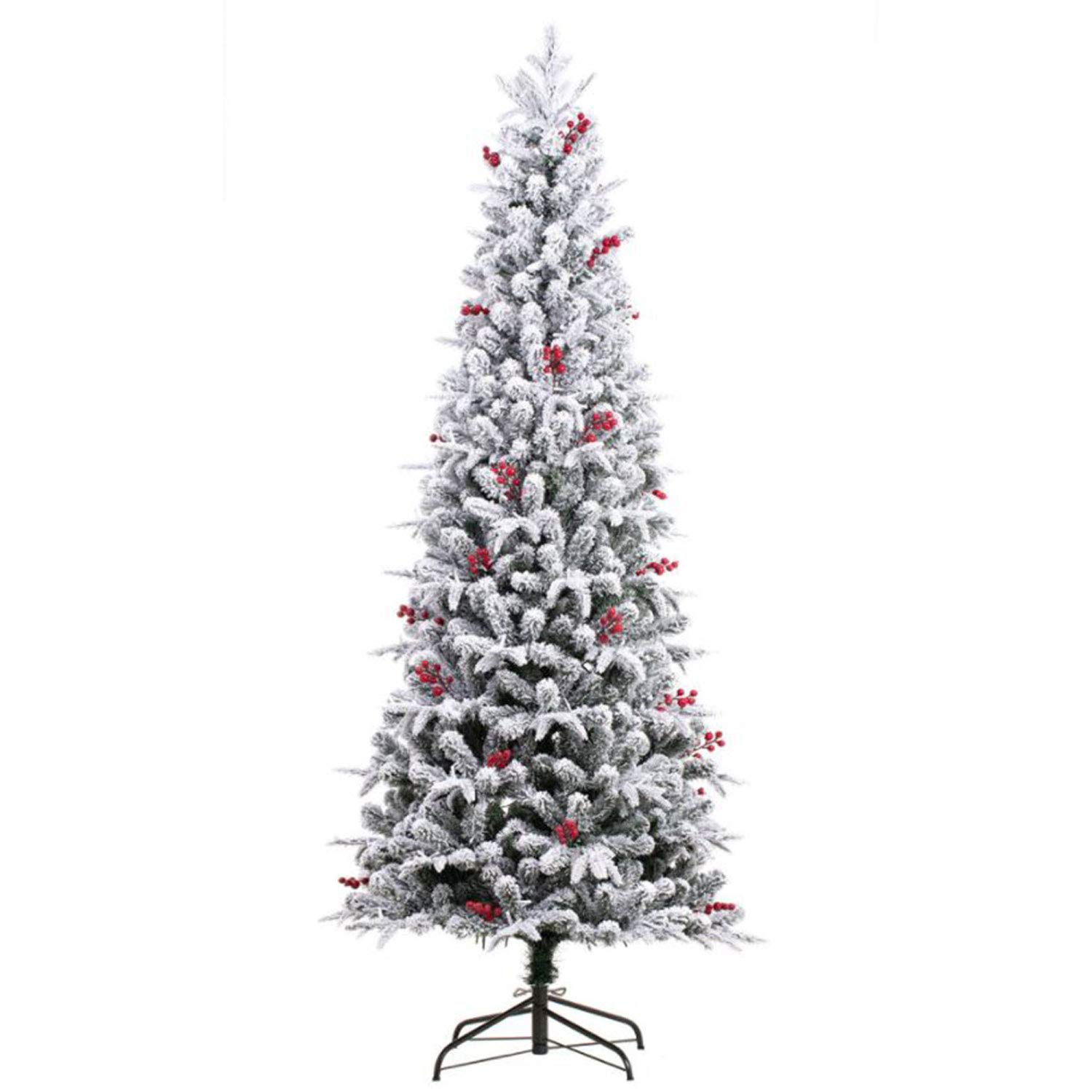 Haute Decor Lexington Artificial Flocked Fir Slim Christmas Tree (7-Foot)