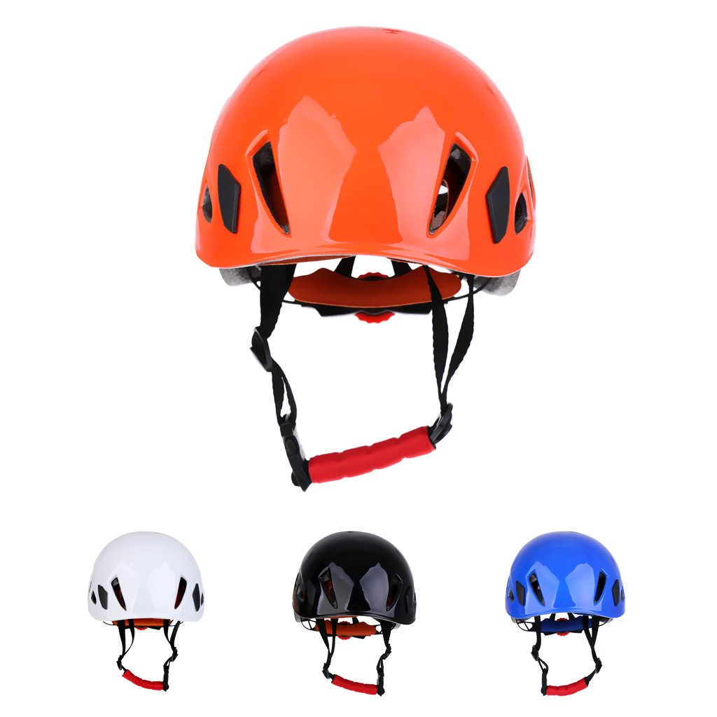 Casque d'escalade pour adultes et enfants - Protection avec doublure EPS pour le rappel, l'alpinisme, la spéléologie - Réglable et ventilé - Blanc