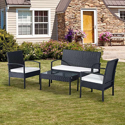 EBS® Polyrattan Gartenmöbel Set Gartengarnitur Sitzgruppe Lounge 1 Tisch 1 Kleines Sofa 2 Stühle – Bild 3