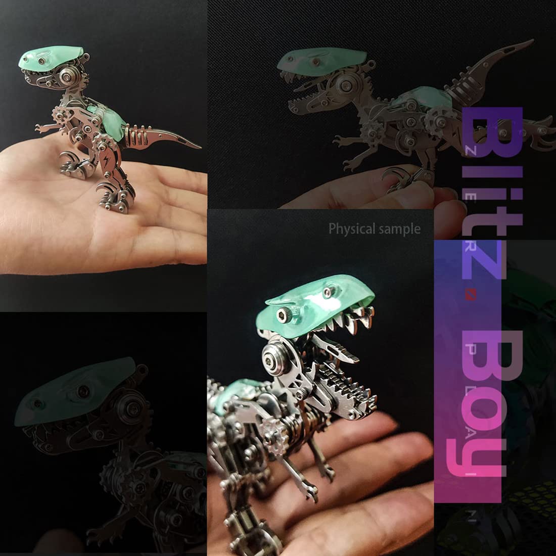 Puzzle 3D metalu Dinozaur Velociraptor Model Kit, 162 szt. Stalowe puzzle 3D metalu Miniaturowe zestawy modeli, Puzzle 3D łamigłówką, ozdoby stali nierdzewnej dorosłych