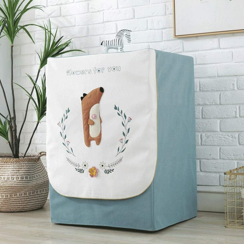 Washing Machine Cover Cartoon Fabric Waterproof Washing Machine Cover Drum Washing Machine Sunscreen Dust Cover Drum Cover Cloth Can Be Turned on [Waterproof Washing Machine Cover] for Home Applianc