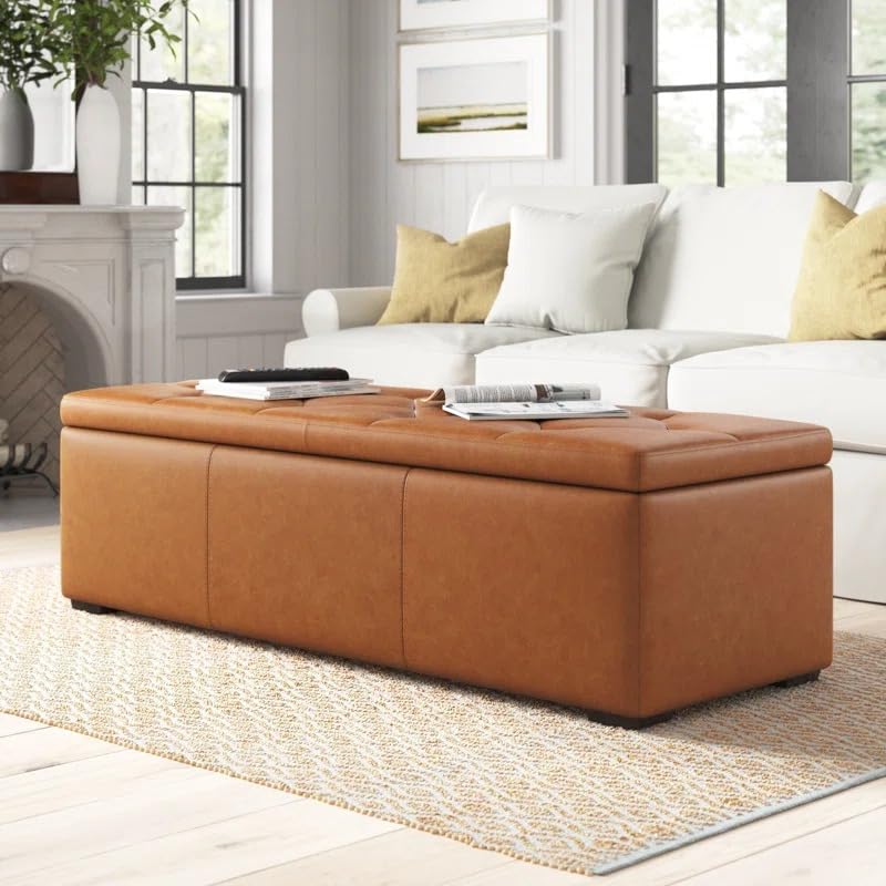 LEGACY OF COMFORT J1 2 Seater Sofa Ottoman Bench OttomanStorage Bench Lounger Ottoman Bench Modern Ottoman for Bedroom Living Room End of Bed Hallways Large Ottoman Foot Rest (Camel Brown)-image-16